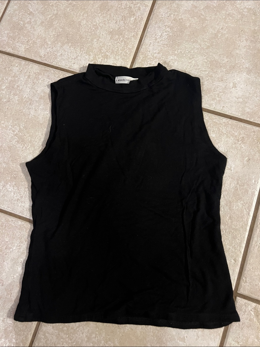 Sleeveless Black Mock-Neck Tank Top